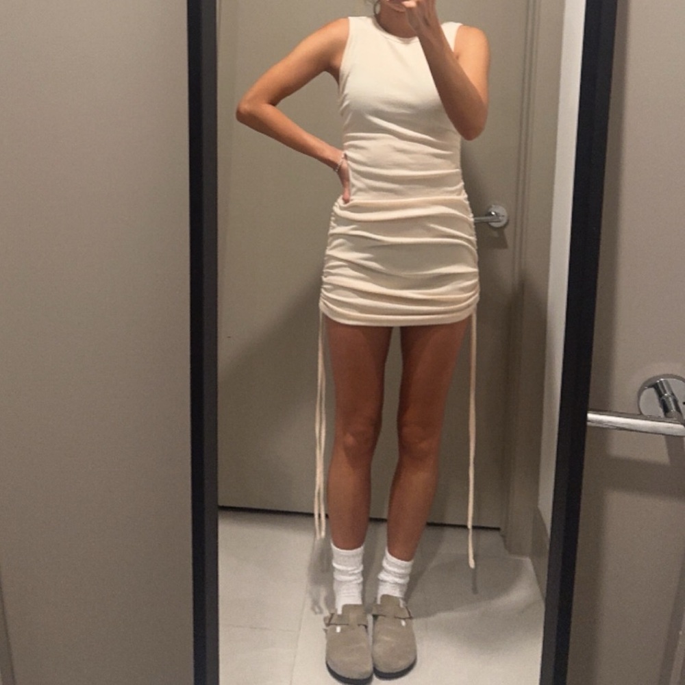 New / Sleeveless Bodycon Dress Cream Beige Small